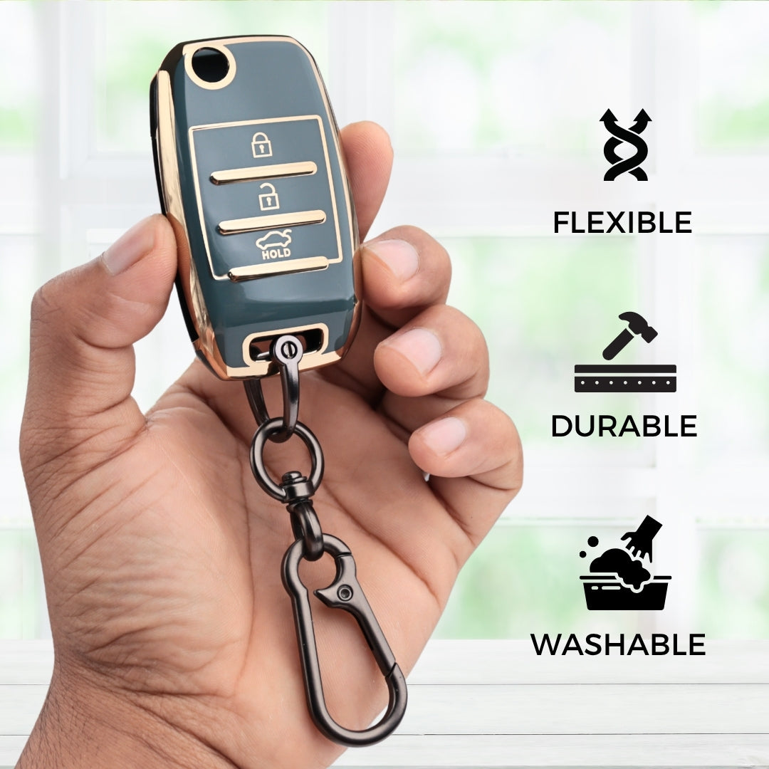 Kia Gold Line TPU Key Cover with Keychain