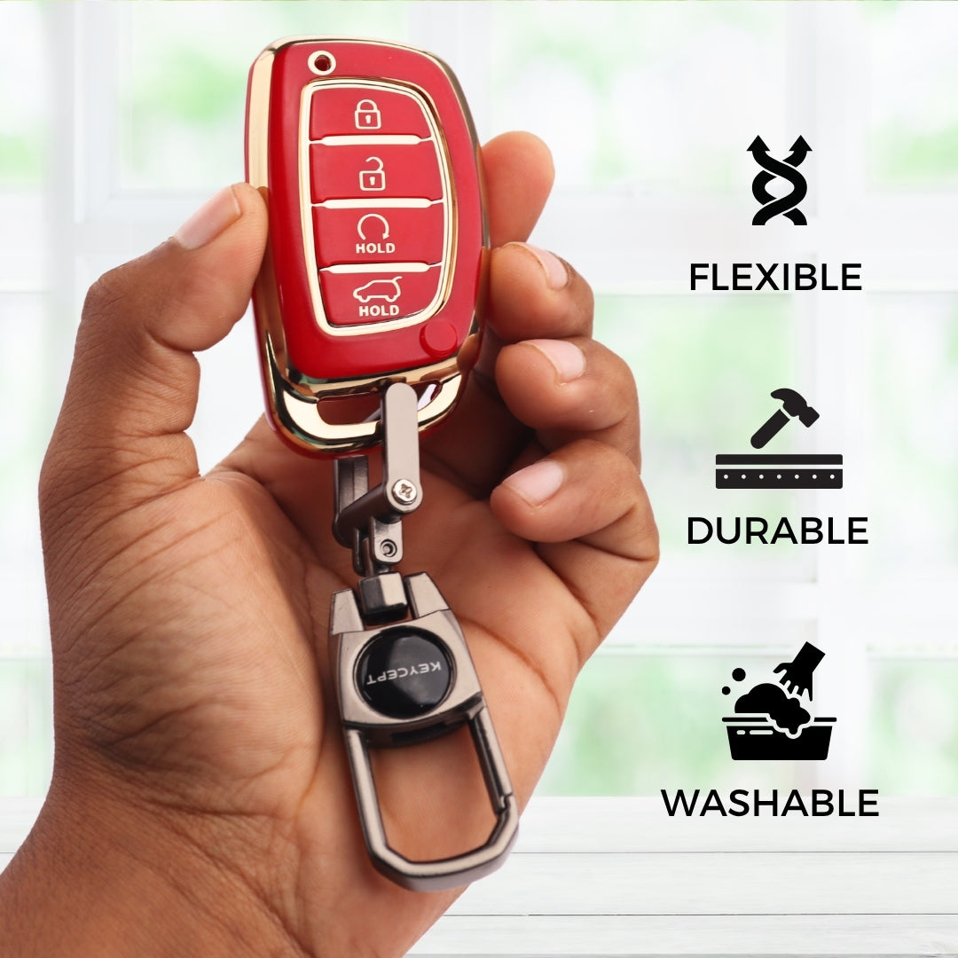 Hyundai Gold Line TPU  Key Cover with Keychain (Type 2)