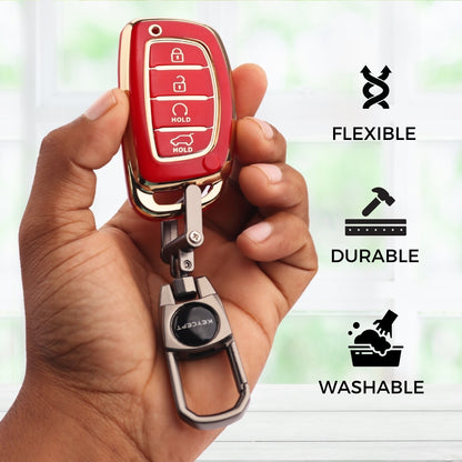 Hyundai Gold Line TPU  Key Cover with Keychain (Type 2)