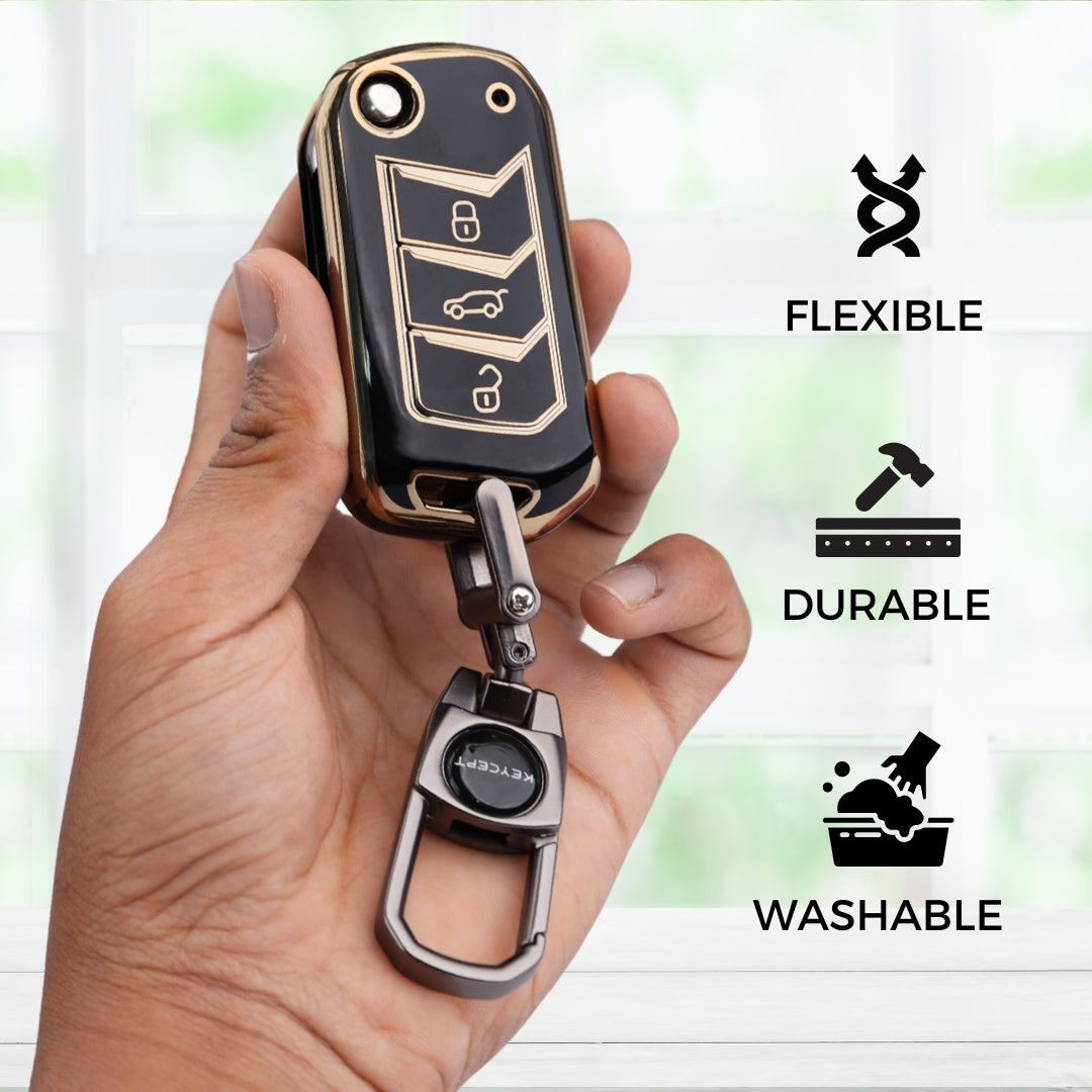 Mahindra Gold Line TPU Key Cover With Keychain (Type 2)