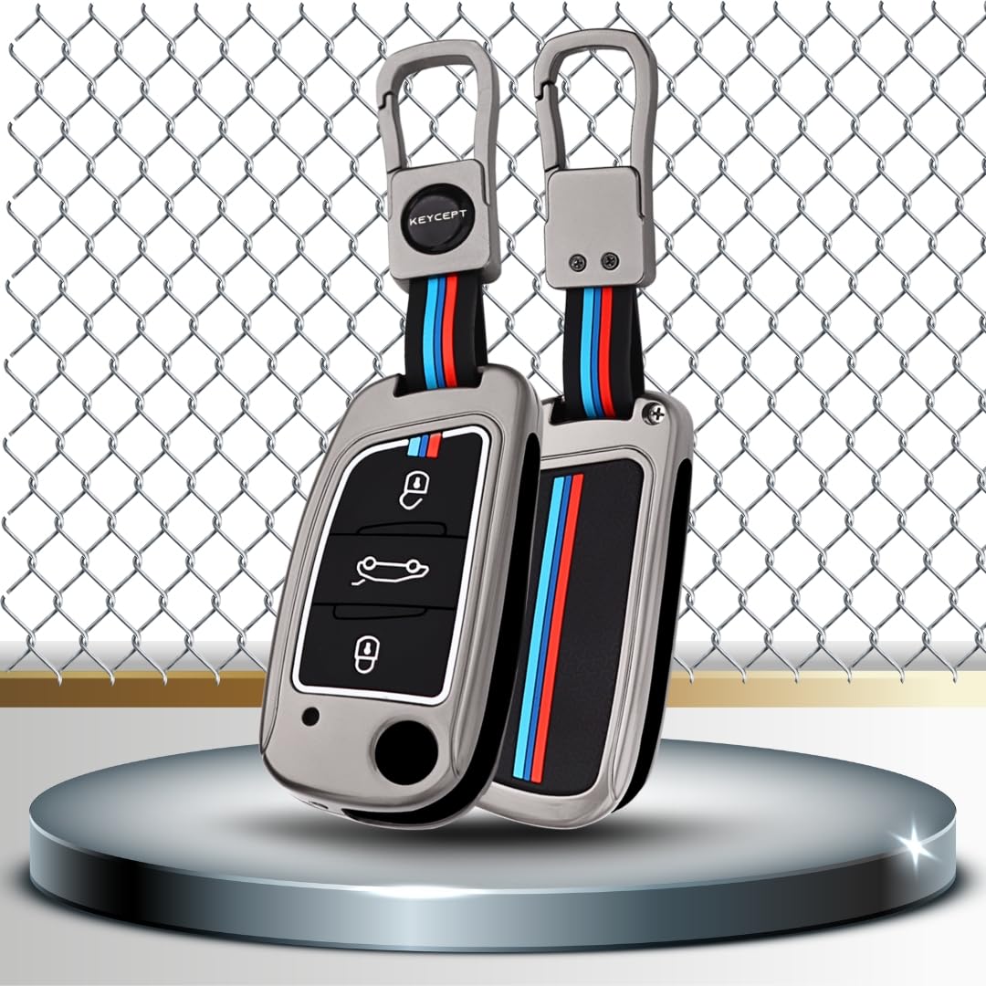 Keycept Metal Alloy Car Key Cover for Universal B11 DS aftermarket remote Key Cover with Keychain (Type M1)