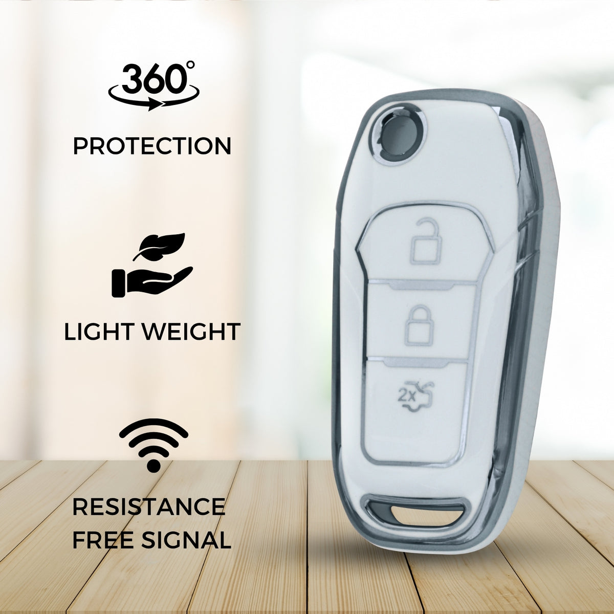 Ford Silver Line TPU Key Cover with Keychain