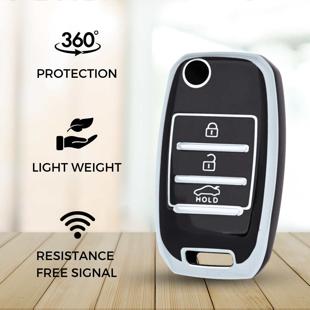Kia Silver Line TPU Key Cover with Keychain