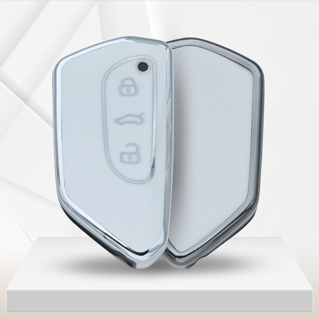 Skoda/Volkswagen Silver Line TPU Cover with Keychain