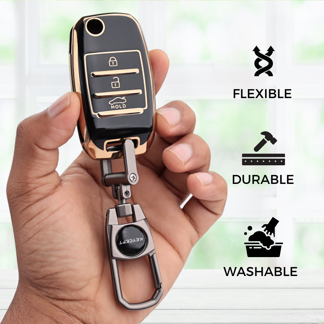 Kia Gold Line TPU Key Cover with Keychain