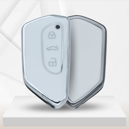 Skoda/Volkswagen Silver Line TPU Key Cover with Keychain