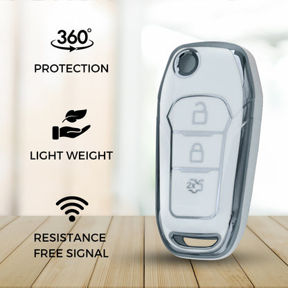 Ford Silver Line TPU Key Cover with Keychain