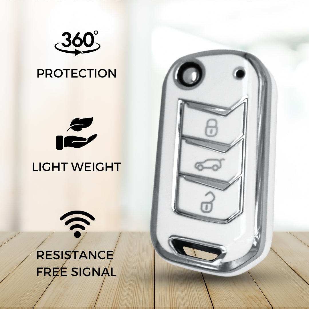 Mahindra Silver Line TPU Key Cover With Keychain