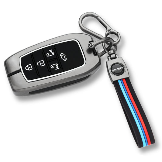 Keycept Metal Alloy Car Key Cover for Toyota Vellfire 5 Button Smart Key with keychain (Type M2)