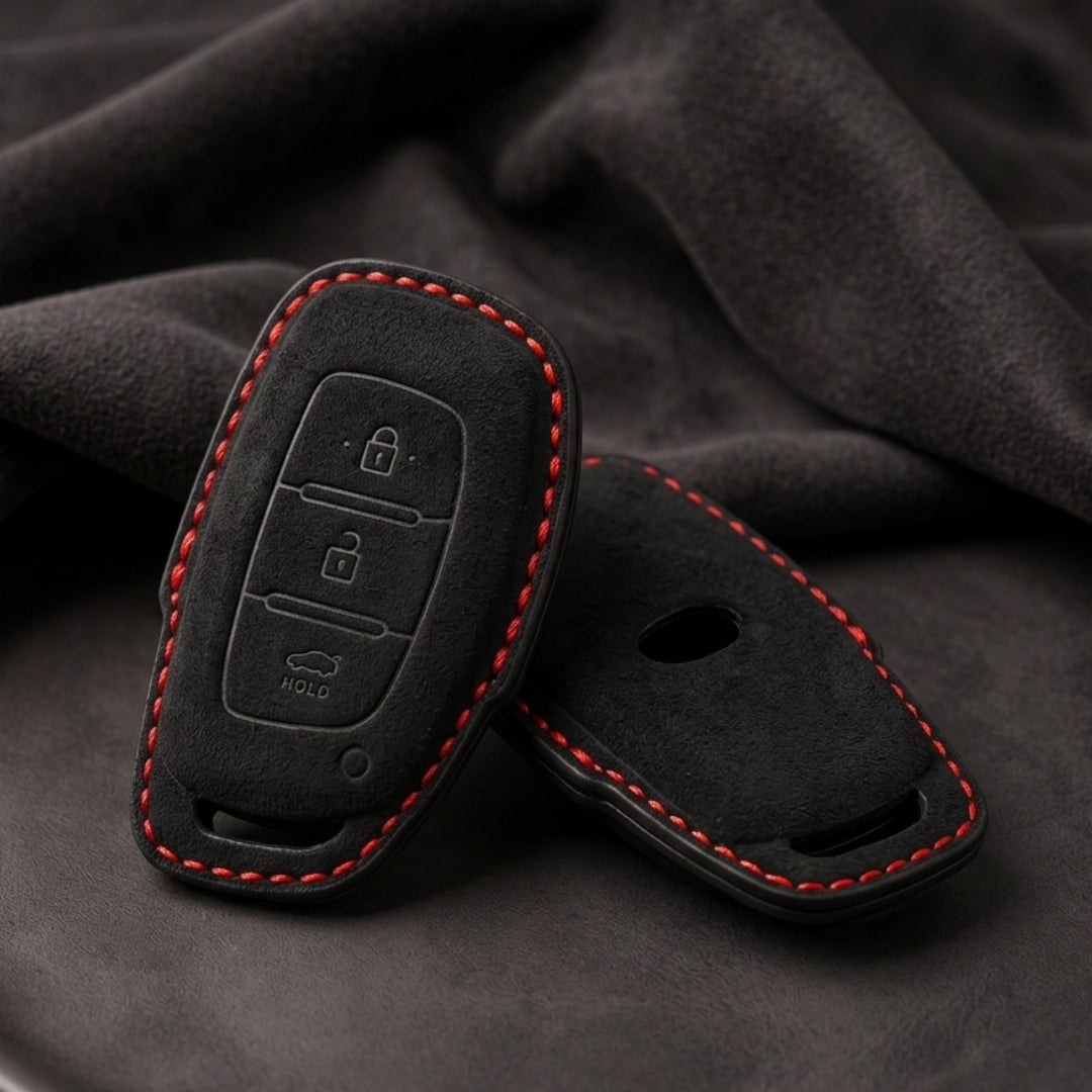 Hyundai Alcantara Crest Car Key Cover with Keychain (Type K10)