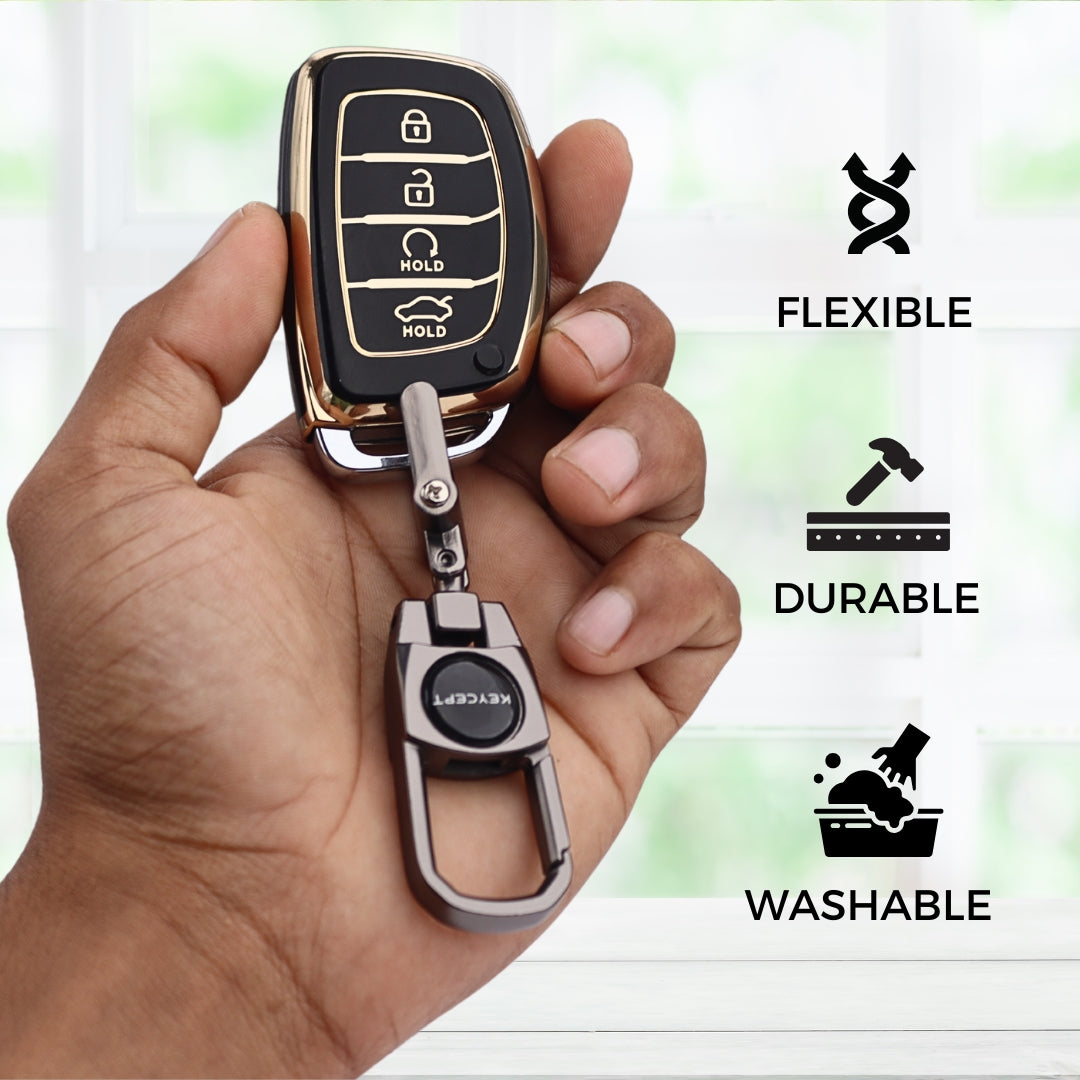 Hyundai Gold Line TPU  Key Cover with Keychain