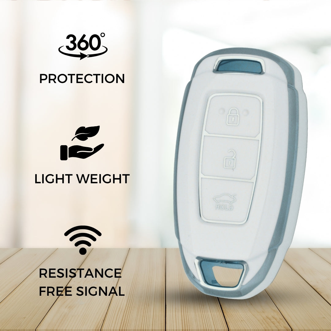 Hyundai Silver Line TPU Cover with Keychain