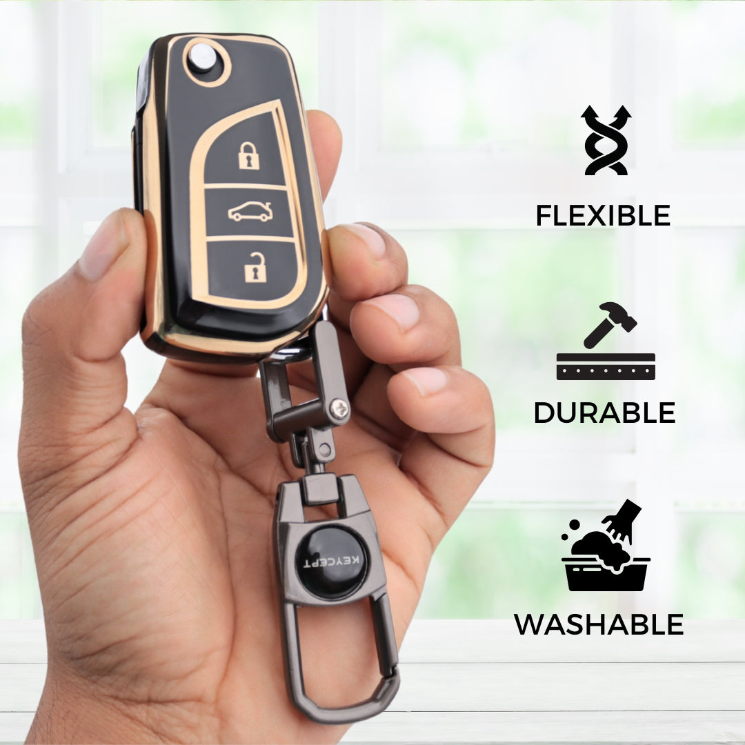 Toyota Gold Line TPU Key Cover with Keychain (Type 2)