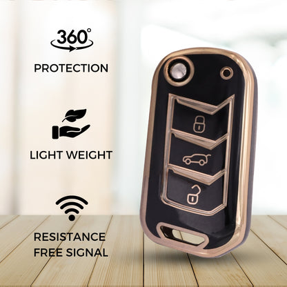 Mahindra Gold Line TPU Key Cover With Keychain (Type 2)