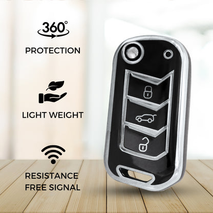 Mahindra Silver Line TPU Key Cover With Keychain