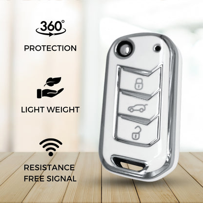 Mahindra Silver Line TPU Key Cover With Keychain