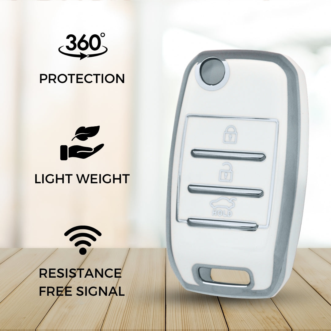Kia Silver Line TPU Key Cover with Keychain