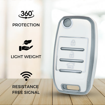 Kia Silver Line TPU Key Cover with Keychain