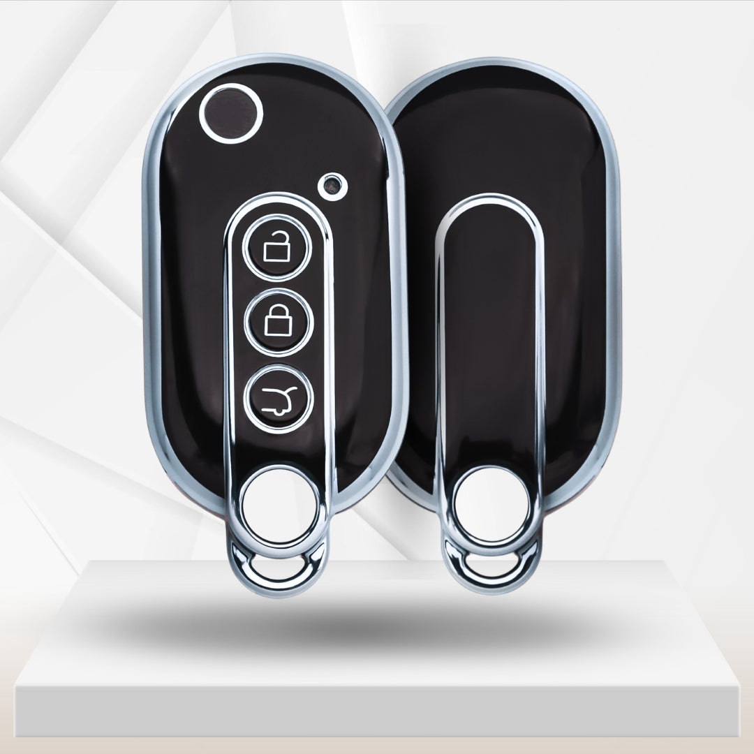 Keycept Silver Line TPU Car Key Cover for MG Comet EV Electric 3 Button Flip Key with keychain (Type K1)
