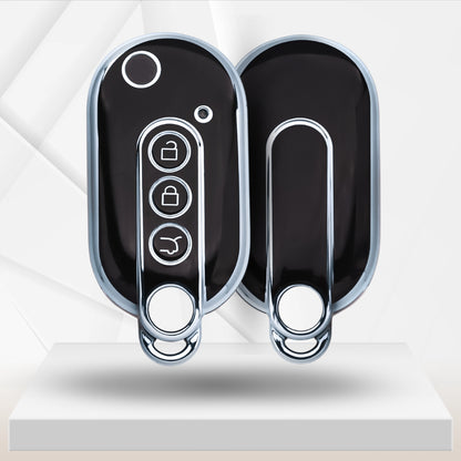 Keycept Silver Line TPU Car Key Cover for MG Comet EV Electric 3 Button Flip Key with keychain (Type K1)