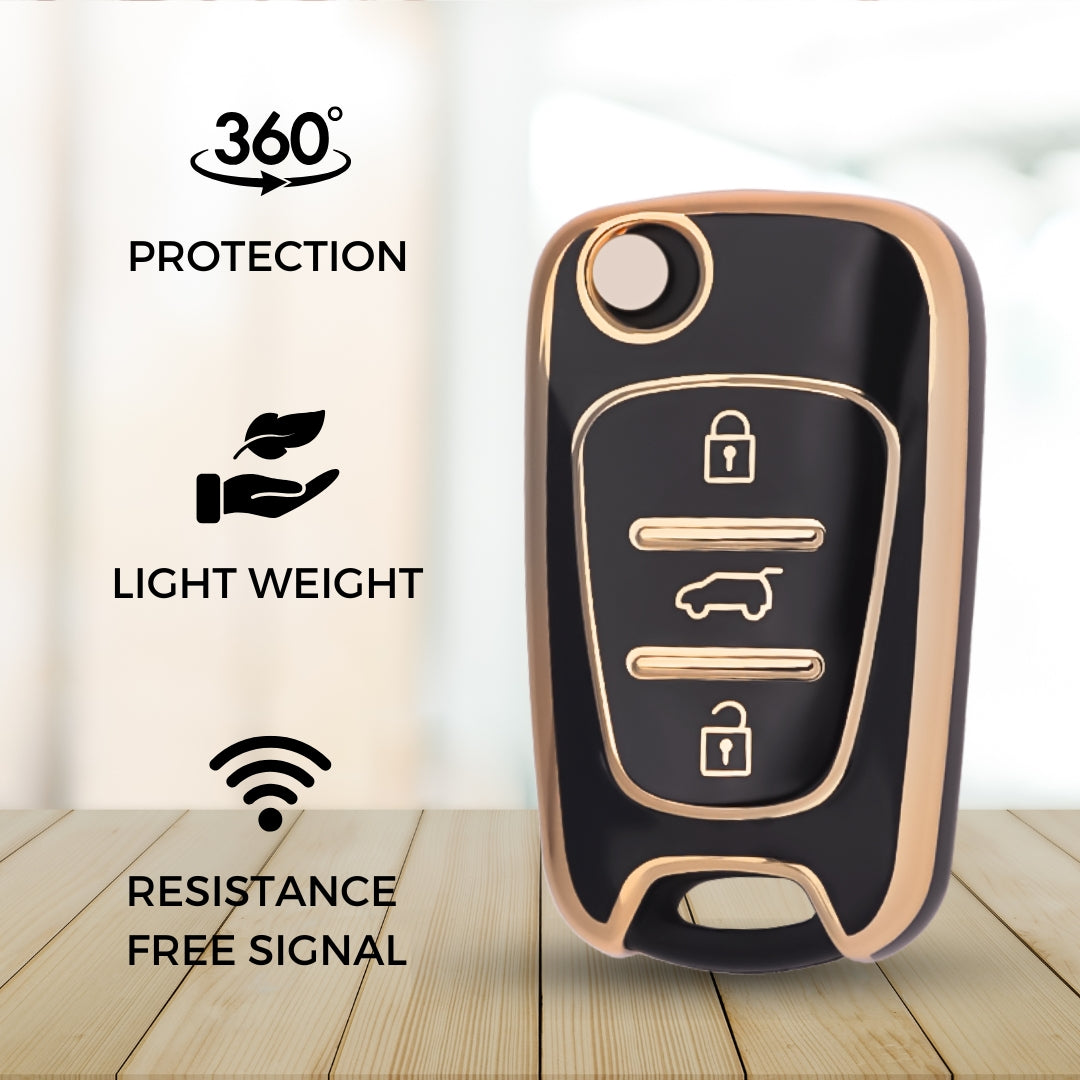 Hyundai Gold Line TPU key Cover with Keychain. (Type 1)