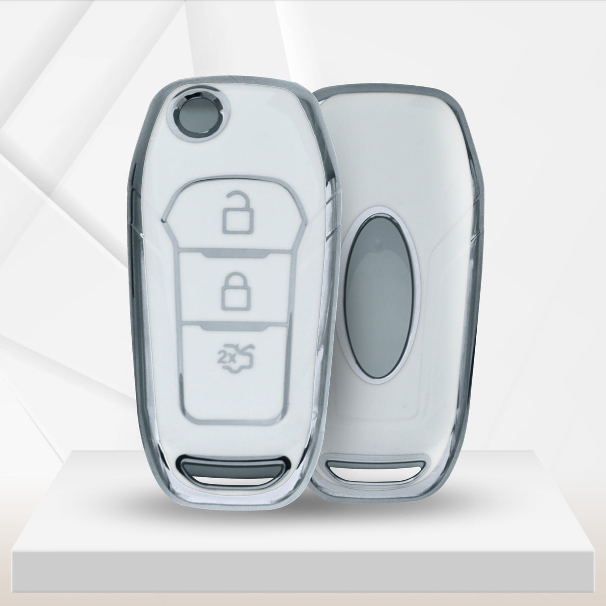 Ford Silver Line TPU Key Cover with Keychain