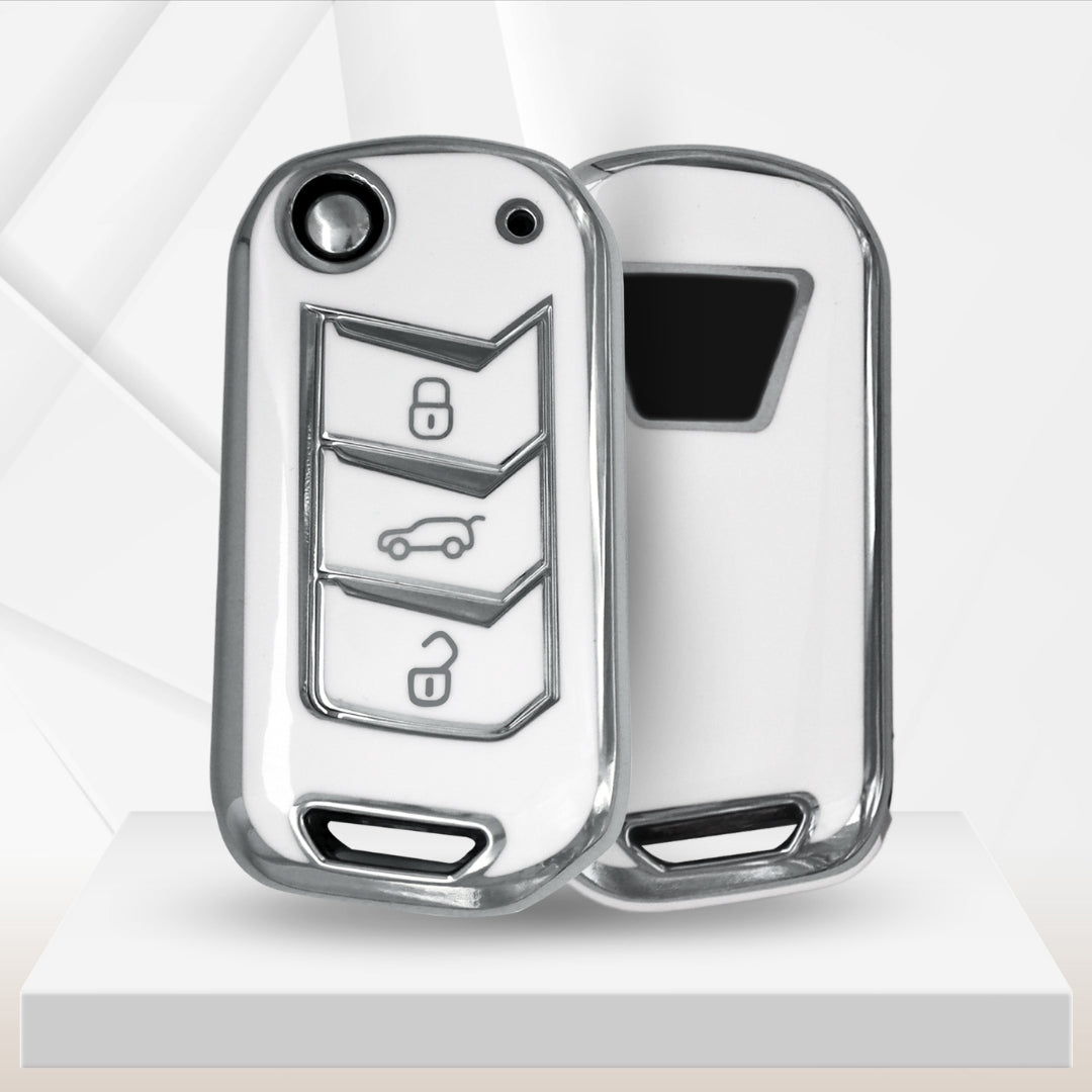 Mahindra Silver Line TPU Key Cover With Keychain