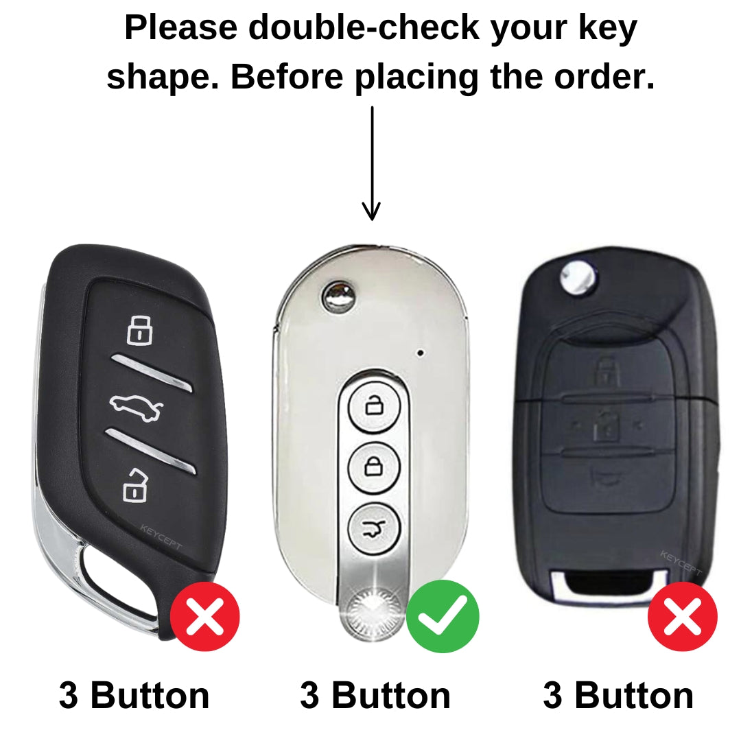 Keycept Silver Line TPU Car Key Cover for MG Comet EV Electric 3 Button Flip Key with keychain (Type K1)