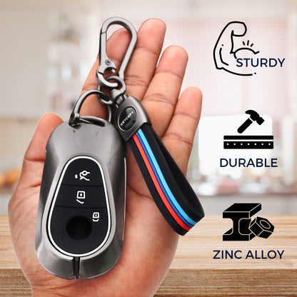 Mercedes Metal Alloy Key Cover with Keychain (Type M2)