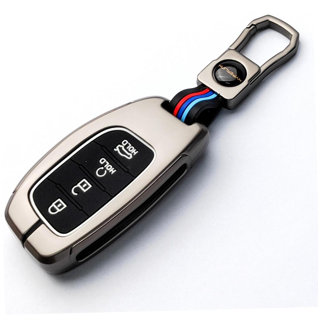 keycept metal alloy zinc gun key cover alcazar creta tucsin 4 button smart shell case keychain accessories silver