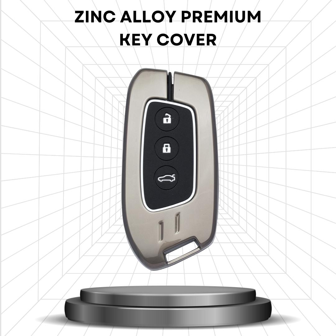 keycept metal alloy zinc gun key cover mg hector astor gloster 3 button smart shell case keychain silver