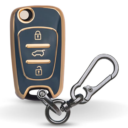 Hyundai Gold Line TPU key Cover with Keychain. (Type 1)