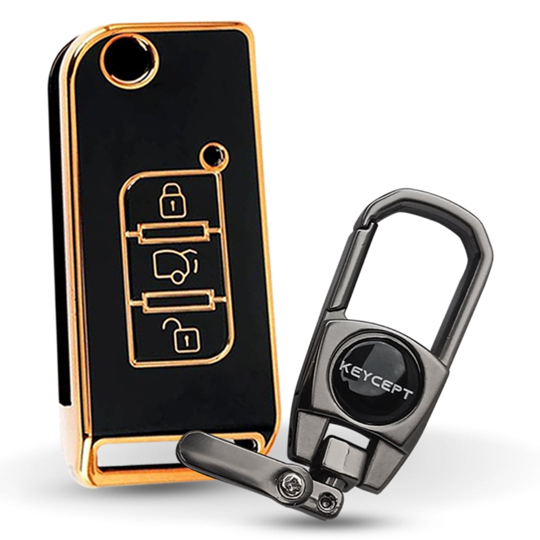 Gold Line TPU Key Cover with Keychain (Type 2).