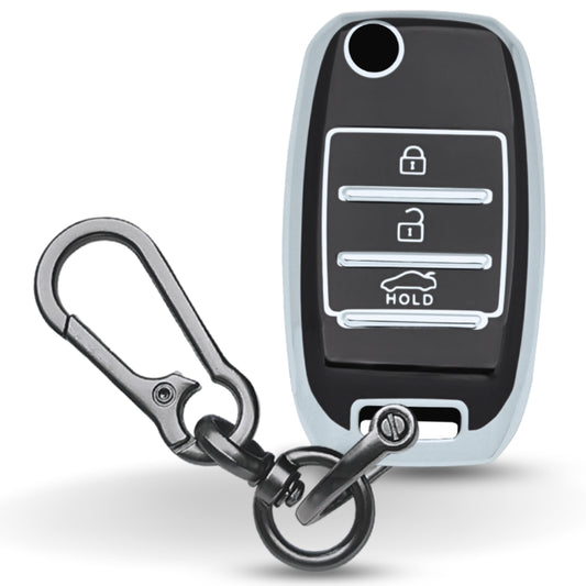Kia Silver Line TPU Key Cover with Keychain