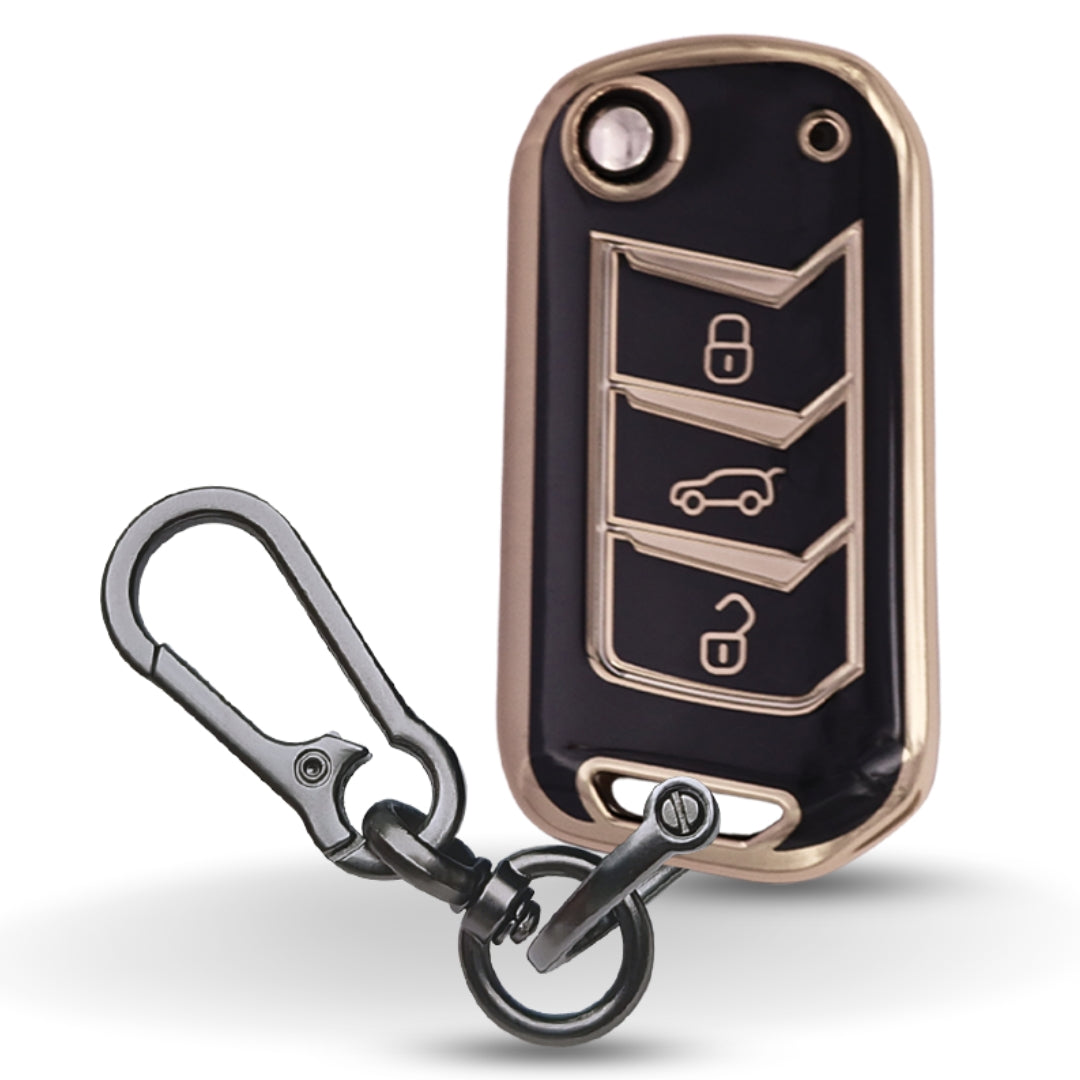 Mahindra Gold Line TPU Key Cover With Keychain