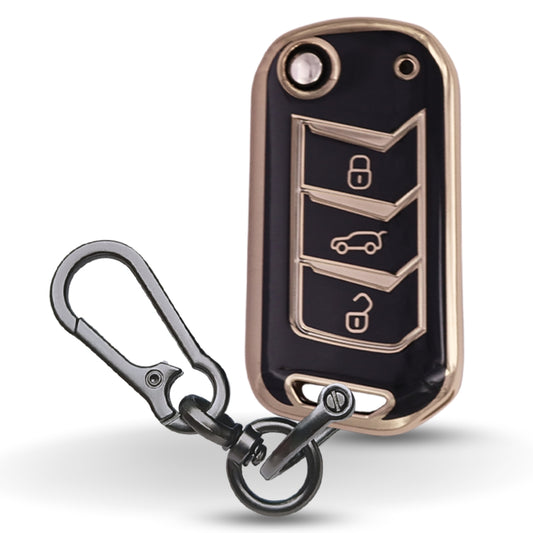 Mahindra Gold Line TPU Key Cover With Keychain