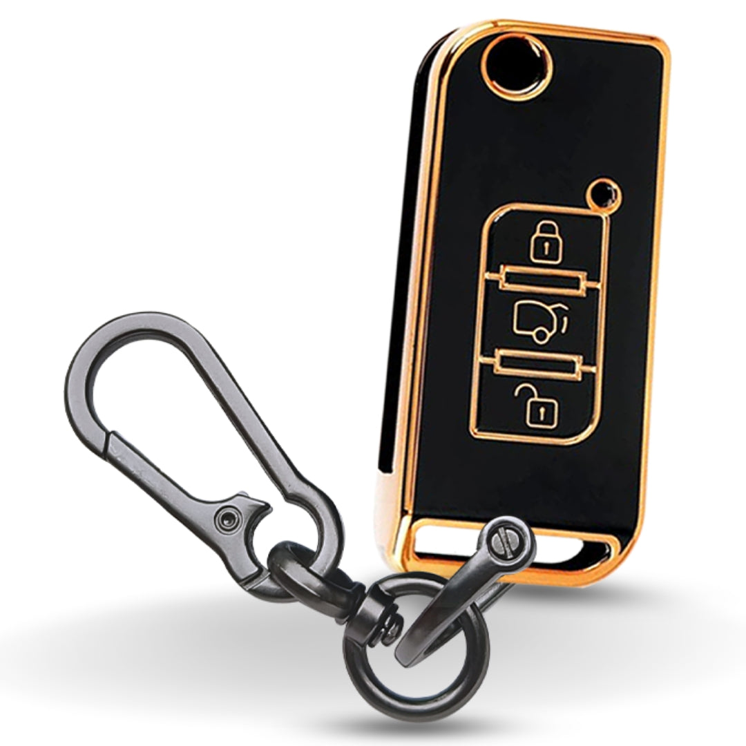 Gold Line TPU Key Cover with Keychain (Type 1).