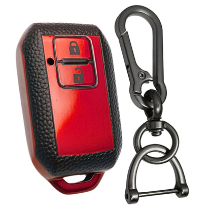 Leather Key Cover Compatible for Toyota Glanza 2 Button Smart Key with Keychain 1