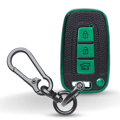 Hyundai TPU (Artificial) Leather Key Cover with Keychain. (Type 1)