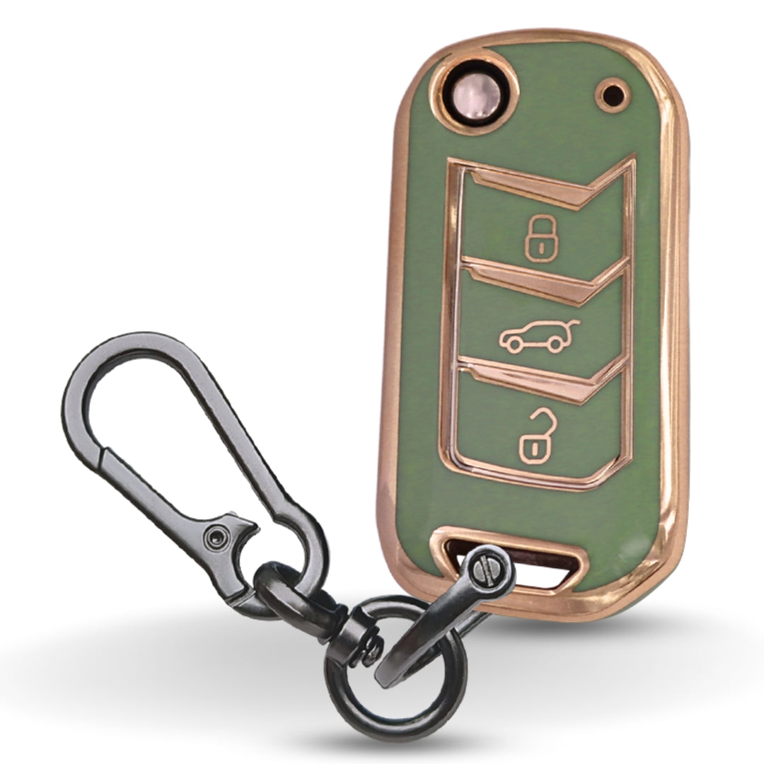 Mahindra Gold Line TPU Key Cover With Keychain