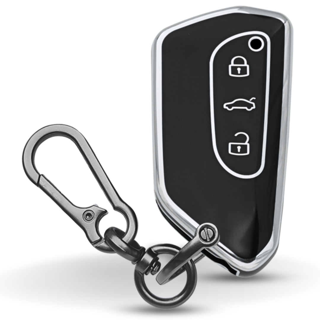 Skoda/Volkswagen Silver Line TPU Key Cover with Keychain