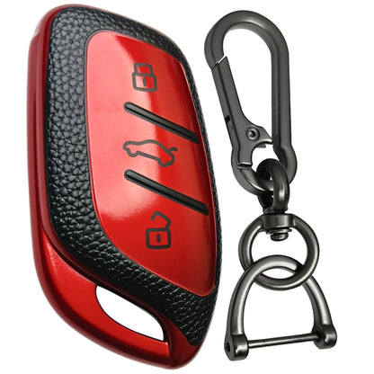 Leather Key Cover Compatible for MG ZS |  EV | and Astor 3 Button Smart Key with Keychain 1