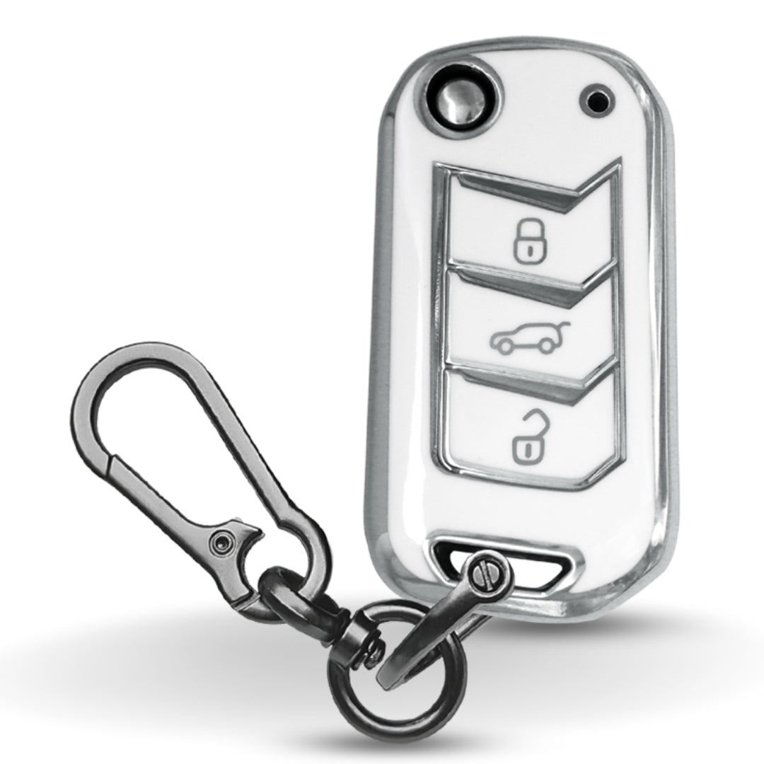 Mahindra Silver Line TPU Key Cover With Keychain