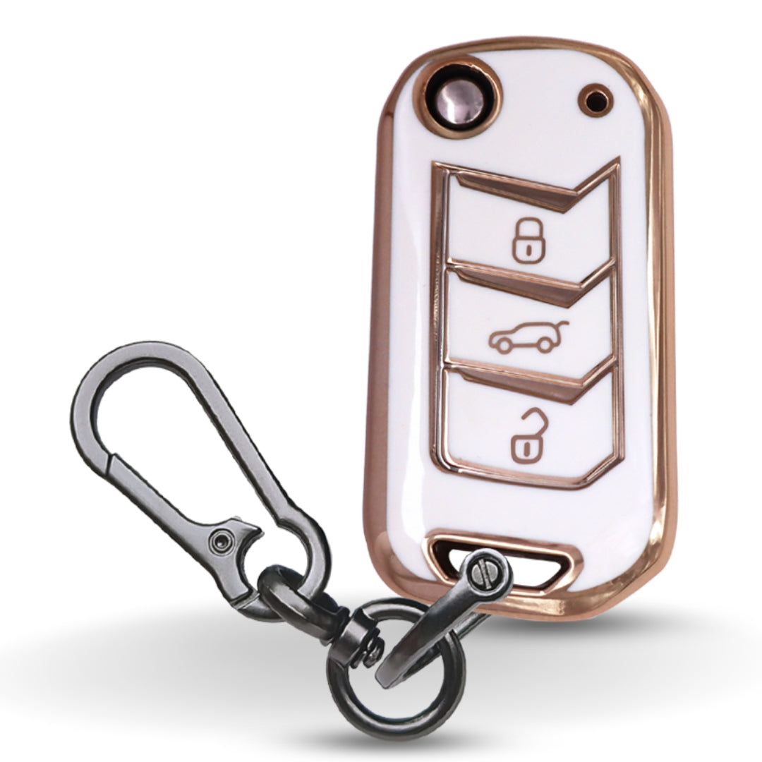 Mahindra Gold Line TPU Key Cover With Keychain