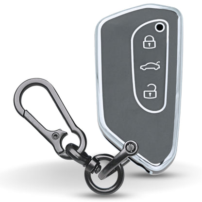 Skoda/Volkswagen Silver Line TPU Key Cover with Keychain