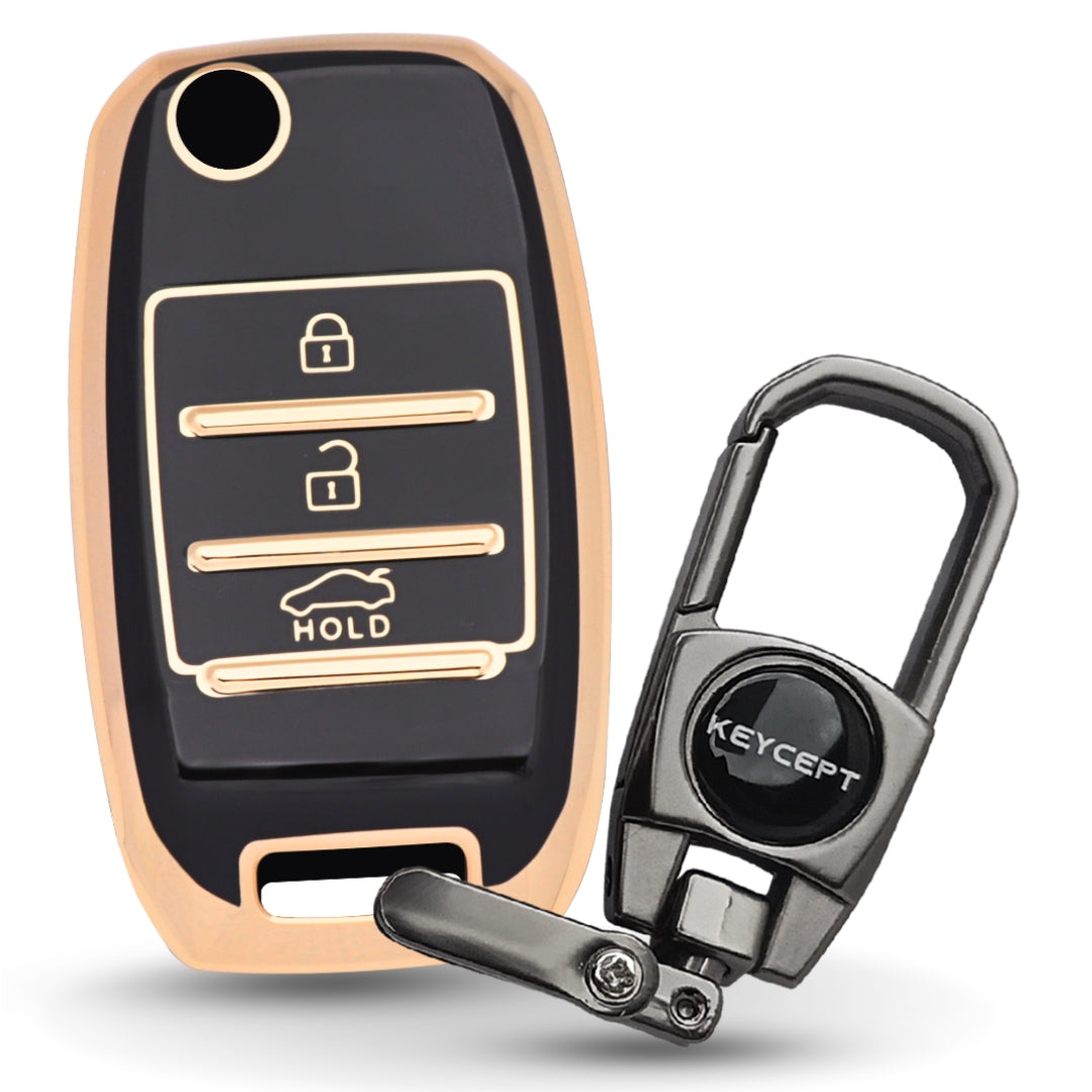 Kia Gold Line TPU Key Cover with Keychain