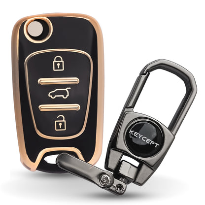 Hyundai Gold Line TPU key Cover with Keychain. (Type 2)