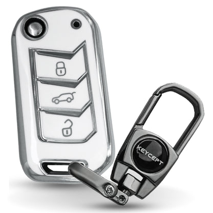 Mahindra Silver Line TPU Key Cover With Keychain