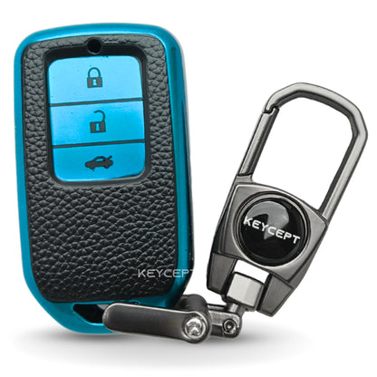 Honda TPU Leather Key Cover with Keychain. (Type 2)