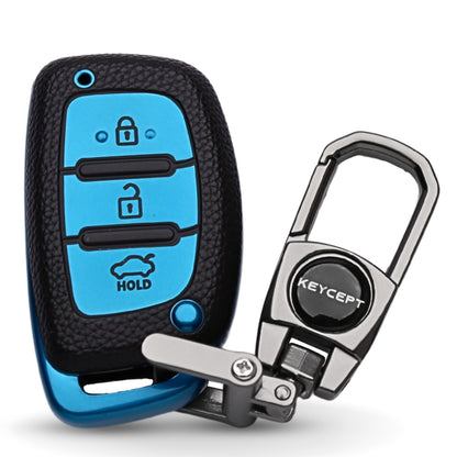 Hyundai TPU Leather Key Cover with Keychain. (Type 2)
